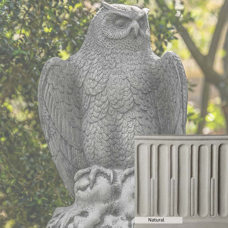 Natural Patina for the Campania International August Owl Statue is unstained cast stone, the brightest and whitest finish that will age.