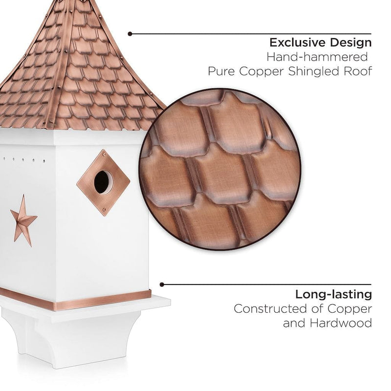 Good Directions Villa Bird House in White with Pure Copper Roof