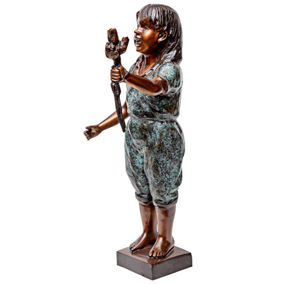 Olivia's Roses, Flower Girl Cast Bronze Garden Statue by Design Toscano