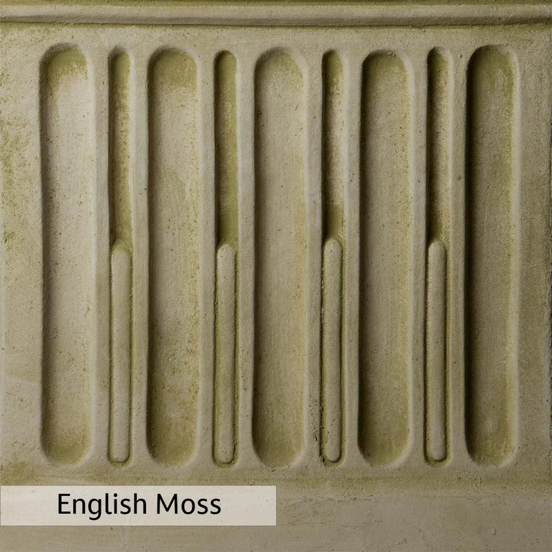 English Moss Patina for the Campania International Greenwich Rustic Pedestal, green blended into a soft pallet with a light undertone of gray.