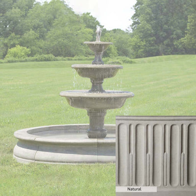 Natural Patina for the Campania International Newport Garden Fountain is unstained cast stone the brightest and whitest that ages over time.