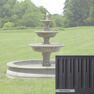 Nero Nuovo Patina for the Campania International Newport Garden Fountain, bold dramatic black patina for the garden.