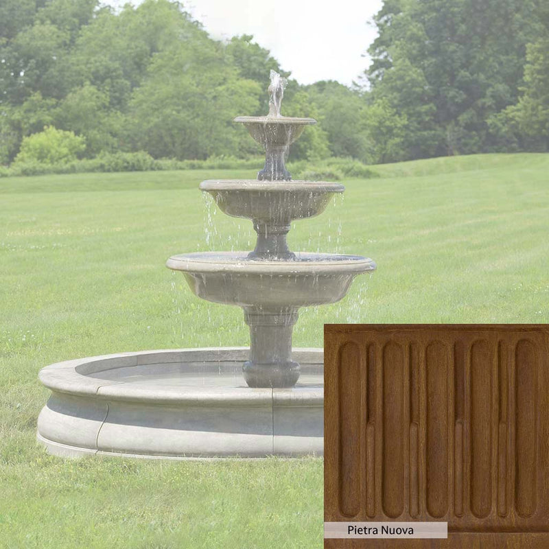 Pietra Nuova Patina for the Campania International Newport Garden Fountain, a rich brown blended with black and orange.