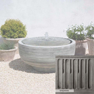 Greystone Patina for the Campania International Girona Fountain, a classic gray, soft, and muted, blends nicely in the garden.