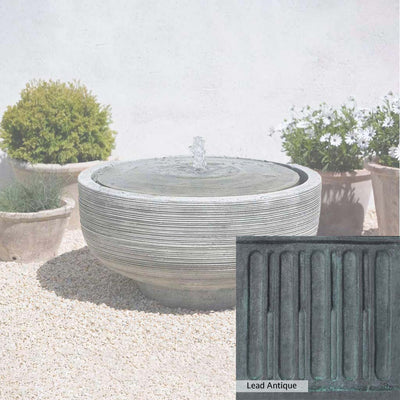 Lead Antique Patina for the Campania International Girona Fountain, deep blues and greens blended with grays for an old-world garden.