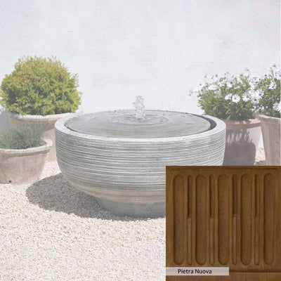 Pietra Nuova Patina for the Campania International Girona Fountain, a rich brown blended with black and orange.