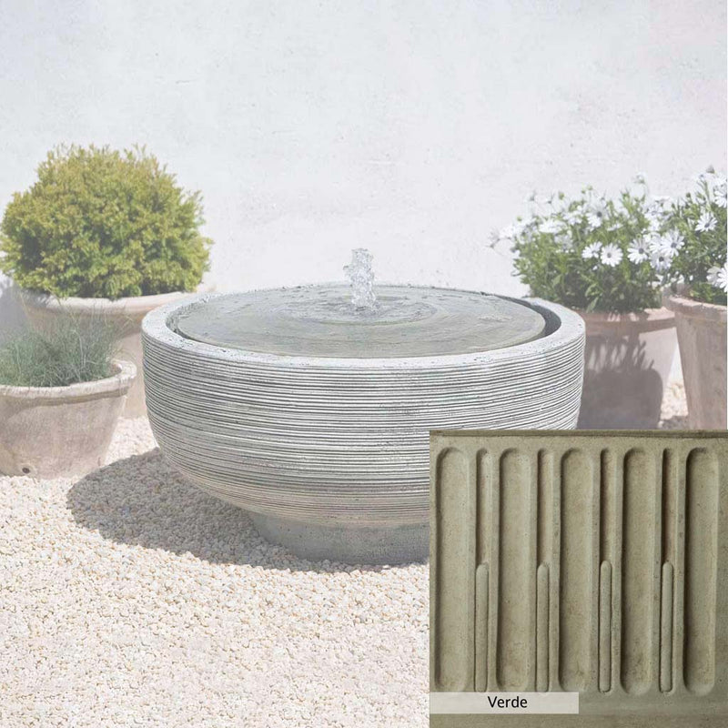 Verde Patina for the Campania International Girona Fountain, green and gray come together in a soft tone blended into a soft green.