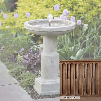 Brownstone Patina for the Campania International Powys Fountain, brown blended with hints of red and yellow, works well in the garden.