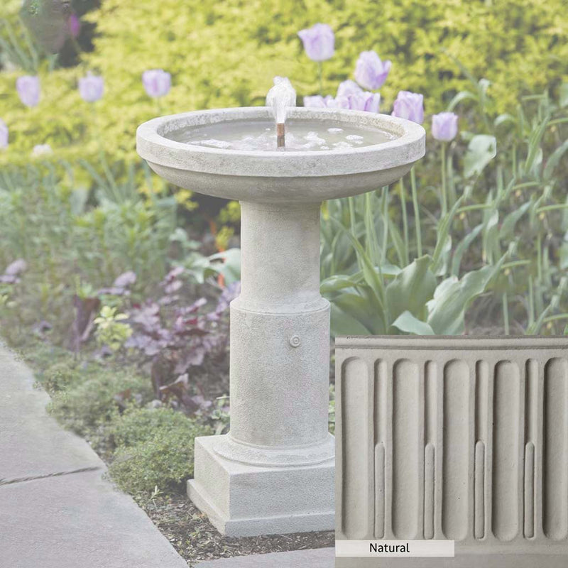 Natural Patina for the Campania International Powys Fountain is unstained cast stone the brightest and whitest that ages over time.