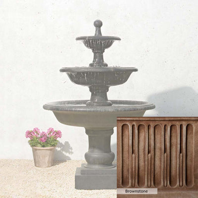 Brownstone Patina for the Campania International Vicobello Fountain, brown blended with hints of red and yellow, works well in the garden.