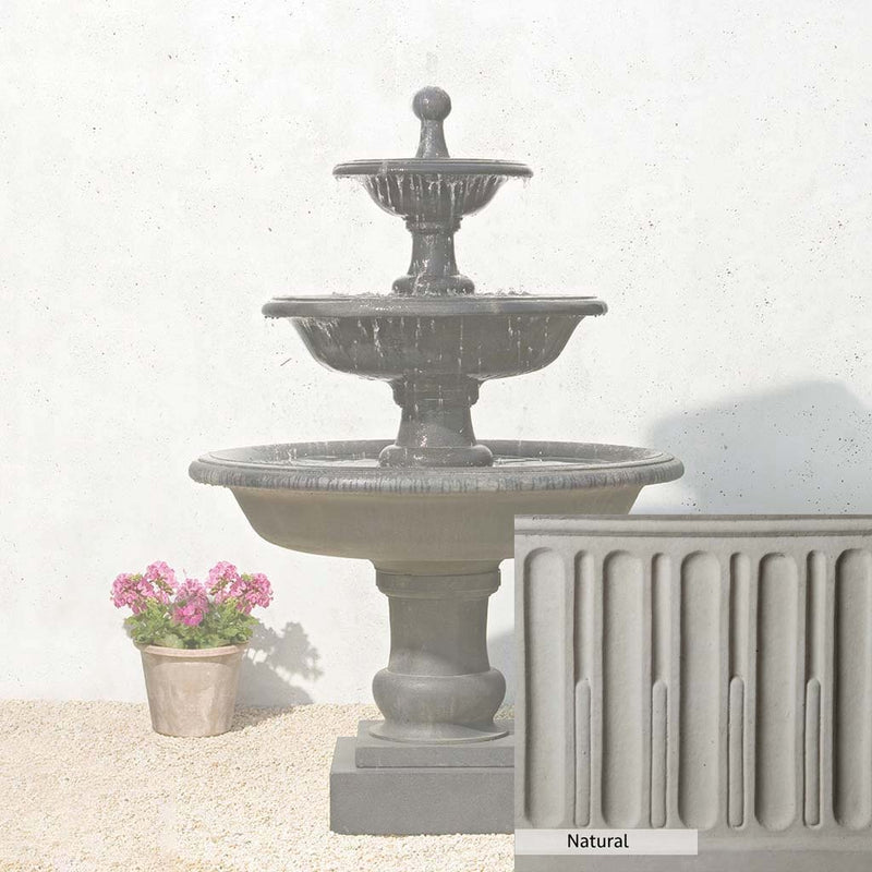 Natural Patina for the Campania International Vicobello Fountain is unstained cast stone the brightest and whitest that ages over time.