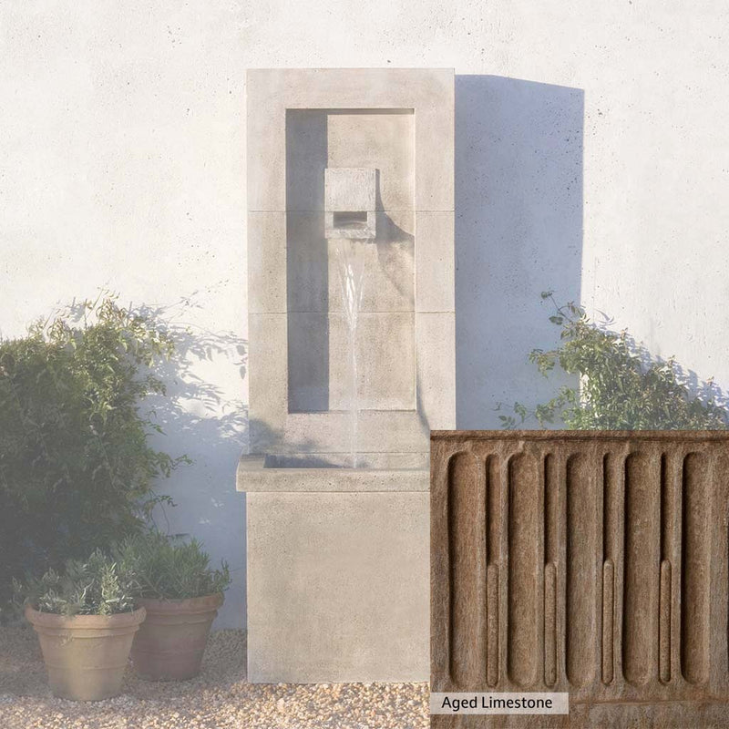 Aged Limestone Patina for the Campania International Moderne Fountain, brown, orange, and green for an old stone look.