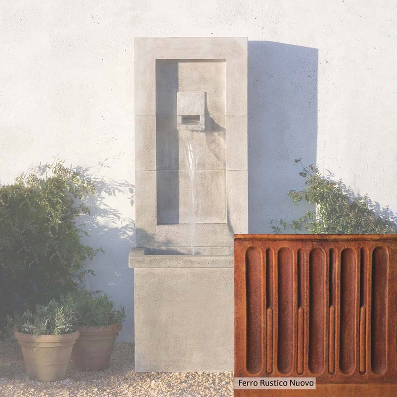Ferro Rustico Nuovo Patina for the Campania International Moderne Fountain, red and orange blended in this striking color for the garden.