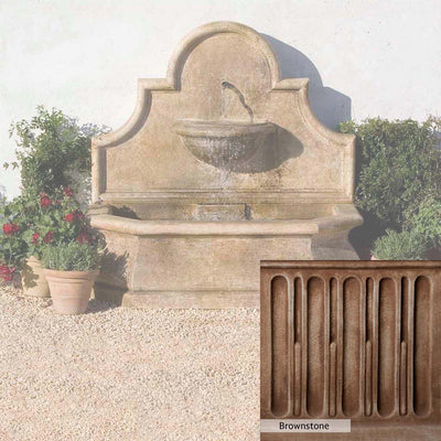 Brownstone Patina for the Campania International Andalusia Wall Fountain, brown blended with hints of red and yellow, works well in the garden.