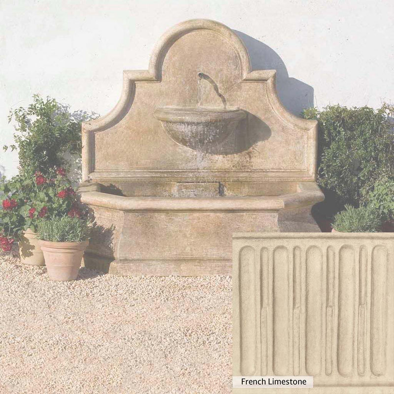 French Limestone Patina for the Campania International Andalusia Wall Fountain, old-world creamy white with ivory undertones.