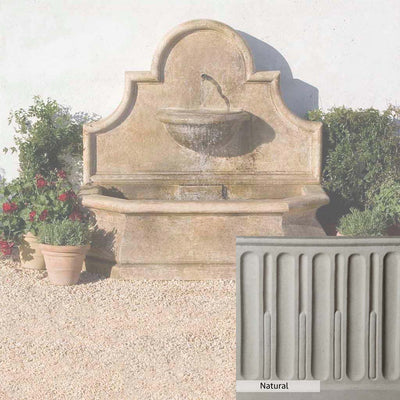 Natural Patina for the Campania International Andalusia Wall Fountain is unstained cast stone the brightest and whitest that ages over time.