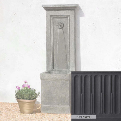 Nero Nuovo Patina for the Campania International Auberge Wall Fountain, bold dramatic black patina for the garden.