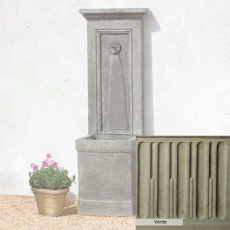 Verde Patina for the Campania International Auberge Wall Fountain, green and gray come together in a soft tone blended into a soft green.