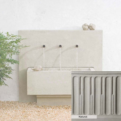 Natural Patina for the Campania International X3 Wall Fountain is unstained cast stone the brightest and whitest that ages over time.