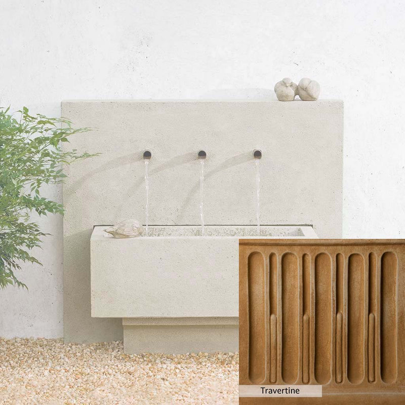 Travertine Patina for the Campania International X3 Wall Fountain, soft yellows, oranges, and brown for an old-word garden.