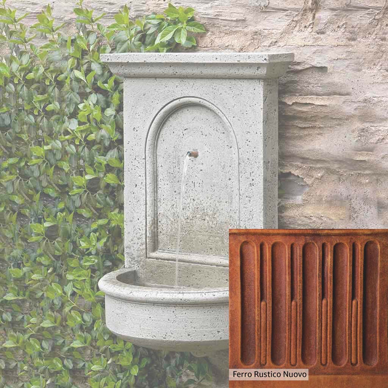 Ferro Rustico Nuovo Patina for the Campania International Portico Fountain, red and orange blended in this striking color for the garden.