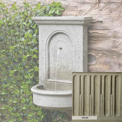 Verde Patina for the Campania International Portico Fountain, green and gray come together in a soft tone blended into a soft green.