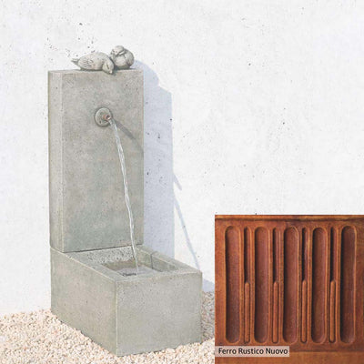 Ferro Rustico Nuovo Patina for the Campania International Bird Element Fountain, red and orange blended in this striking color for the garden.
