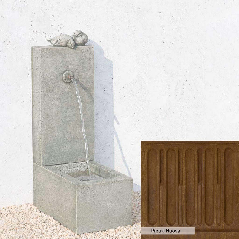 Pietra Nuova Patina for the Campania International Bird Element Fountain, a rich brown blended with black and orange.