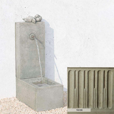 Verde Patina for the Campania International Bird Element Fountain, green and gray come together in a soft tone blended into a soft green.