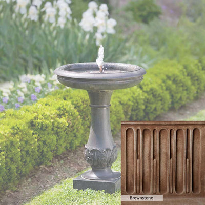 Brownstone Patina for the Campania International Chatsworth Fountain, brown blended with hints of red and yellow, works well in the garden.
