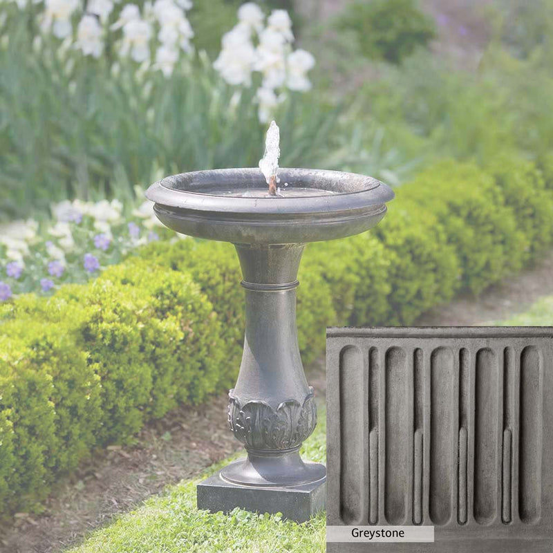 Greystone Patina for the Campania International Chatsworth Fountain, a classic gray, soft, and muted, blends nicely in the garden.