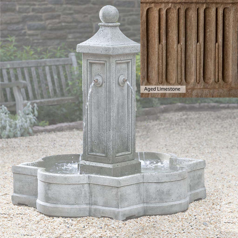 Aged Limestone Patina for the Campania International Provence Fountain, brown, orange, and green for an old stone look.