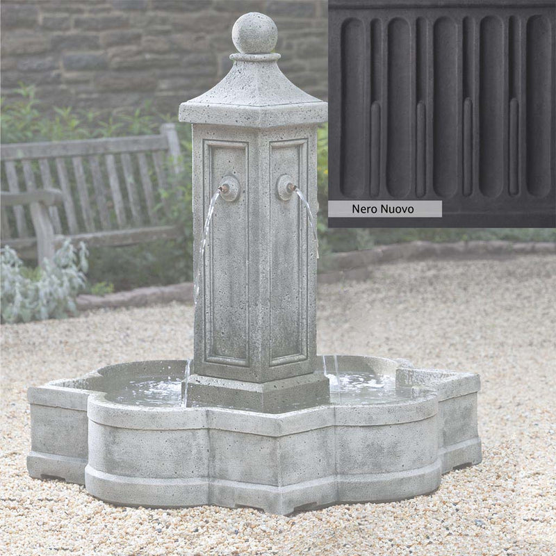 Nero Nuovo Patina for the Campania International Provence Fountain, bold dramatic black patina for the garden.