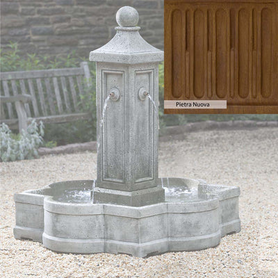 Pietra Nuova Patina for the Campania International Provence Fountain, a rich brown blended with black and orange.