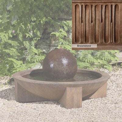 Brownstone Patina for the Campania International Low Zen Sphere Fountain, brown blended with hints of red and yellow, works well in the garden.
