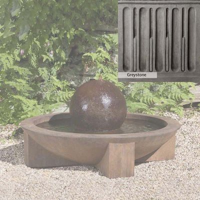 Greystone Patina for the Campania International Low Zen Sphere Fountain, a classic gray, soft, and muted, blends nicely in the garden.