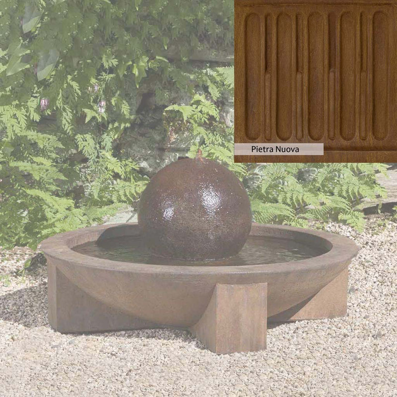 Pietra Nuova Patina for the Campania International Low Zen Sphere Fountain, a rich brown blended with black and orange.