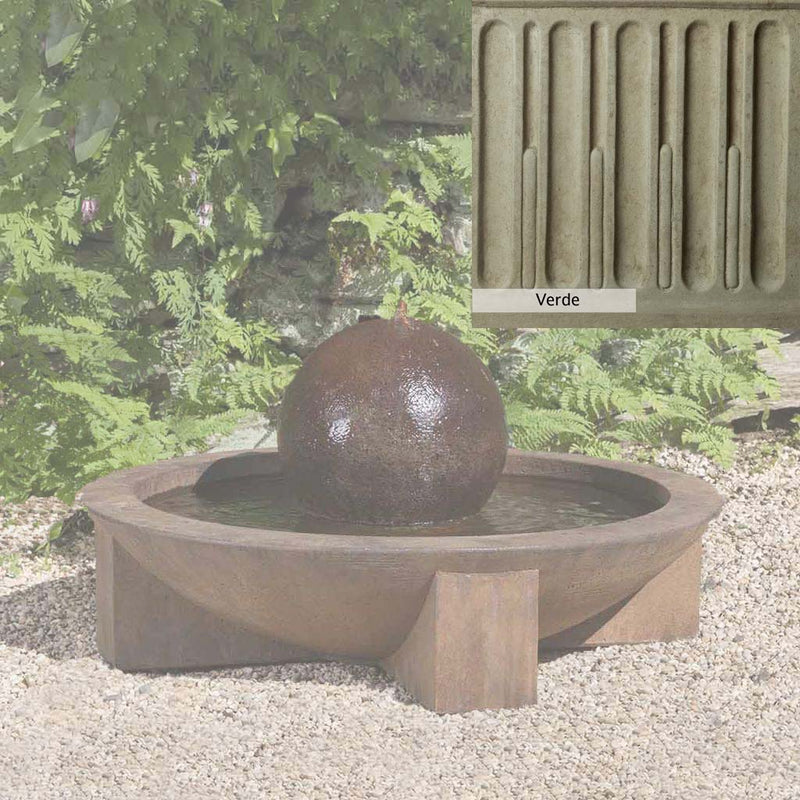 Verde Patina for the Campania International Low Zen Sphere Fountain, green and gray come together in a soft tone blended into a soft green.