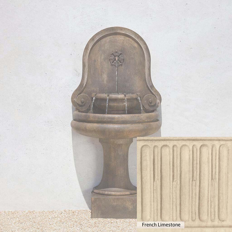 French Limestone Patina for the Campania International Valencia Fountain, old-world creamy white with ivory undertones.