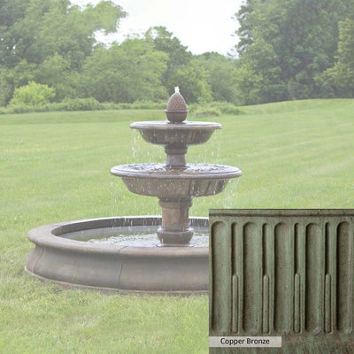 Copper Bronze Patina for the Campania International Beaufort Fountain, blues and greens blended into the look of aged copper.