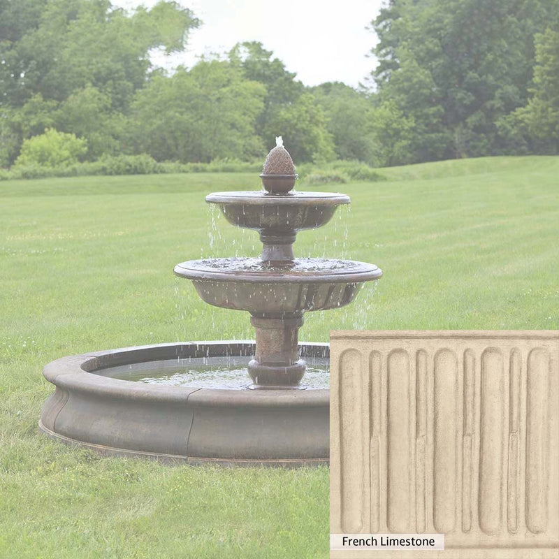 French Limestone Patina for the Campania International Beaufort Fountain, old-world creamy white with ivory undertones.