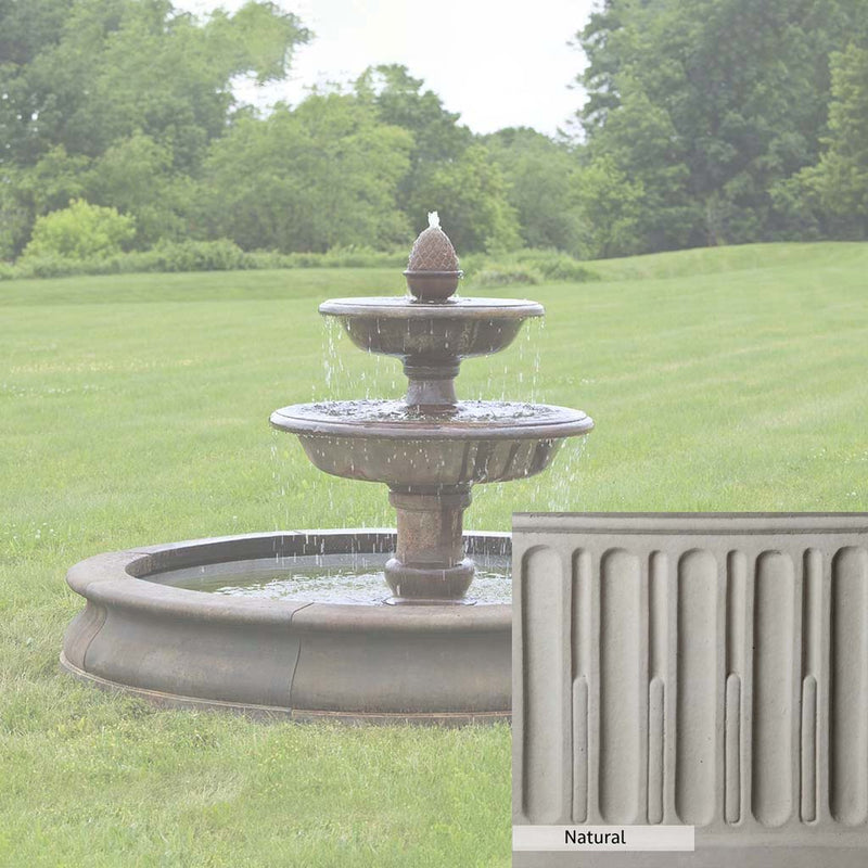 Natural Patina for the Campania International Beaufort Fountain is unstained cast stone the brightest and whitest that ages over time.