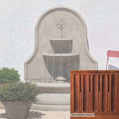 Ferro Rustico Nuovo Patina for the Campania International Estancia Wall Fountain, red and orange blended in this striking color for the garden.