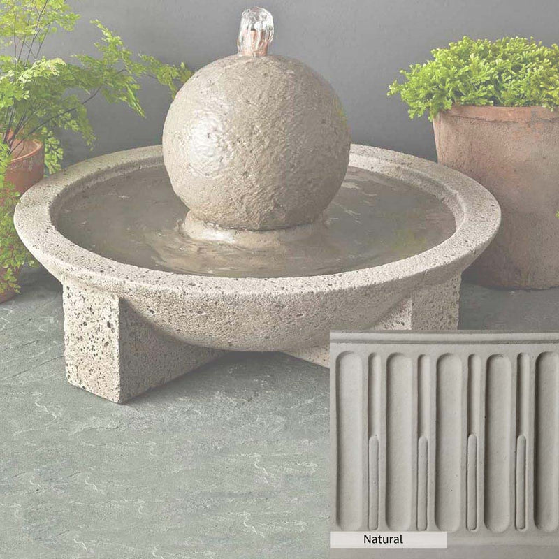 Natural Patina for the Campania International M-Series Sphere Fountain is unstained cast stone the brightest and whitest that ages over time.