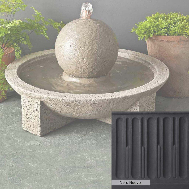 Nero Nuovo Patina for the Campania International M-Series Sphere Fountain, bold dramatic black patina for the garden.