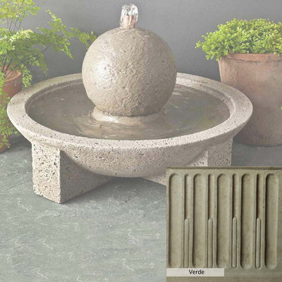 Verde Patina for the Campania International M-Series Sphere Fountain, green and gray come together in a soft tone blended into a soft green.