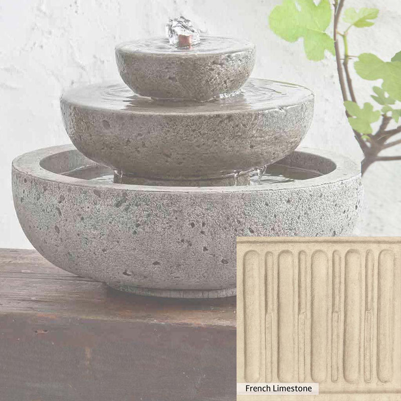 French Limestone Patina for the Campania International M-Series Platia Fountain, old-world creamy white with ivory undertones.