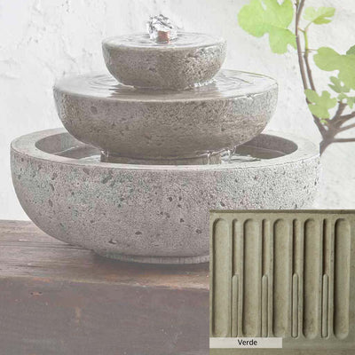 Verde Patina for the Campania International M-Series Platia Fountain, green and gray come together in a soft tone blended into a soft green.