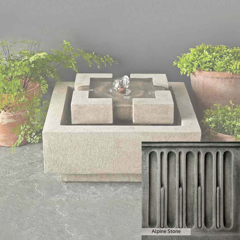 Alpine Stone Patina for the Campania International M-Series Escala Fountain, a medium gray with a bit of green to define the details.
