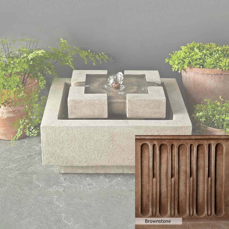 Brownstone Patina for the Campania International M-Series Escala Fountain, brown blended with hints of red and yellow, works well in the garden.